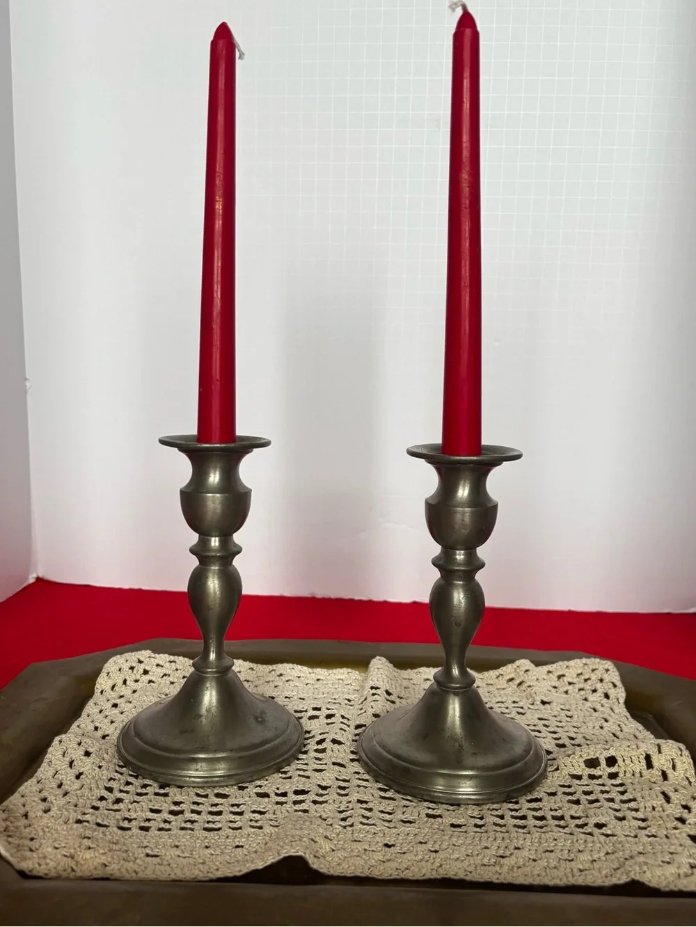 Vintage pewter pair of candlesticks - Home Accents